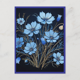 POSTAL FLORALES AZULES #1
