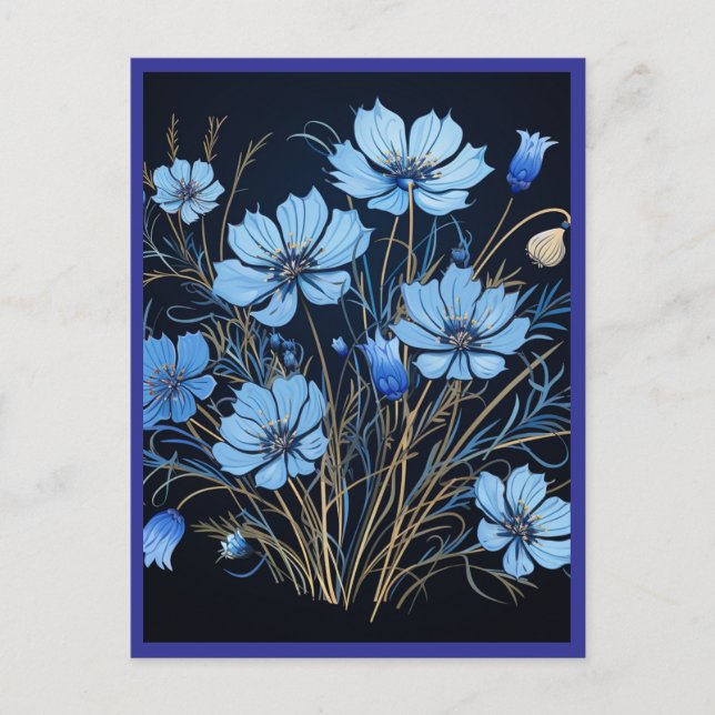 POSTAL FLORALES AZULES #1 (Anverso)