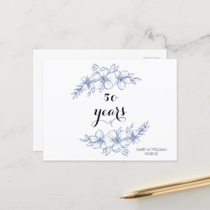 Postal Florales púrpura lavanda 50 aniversario de bodas