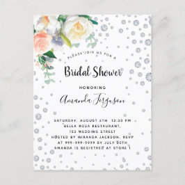 Postal Florals blanco rosa oro glamoroso ducha de novia