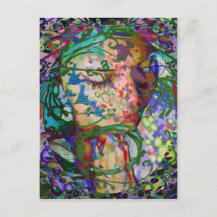 Postal Florecen las flores femeninas rezando por la mujer