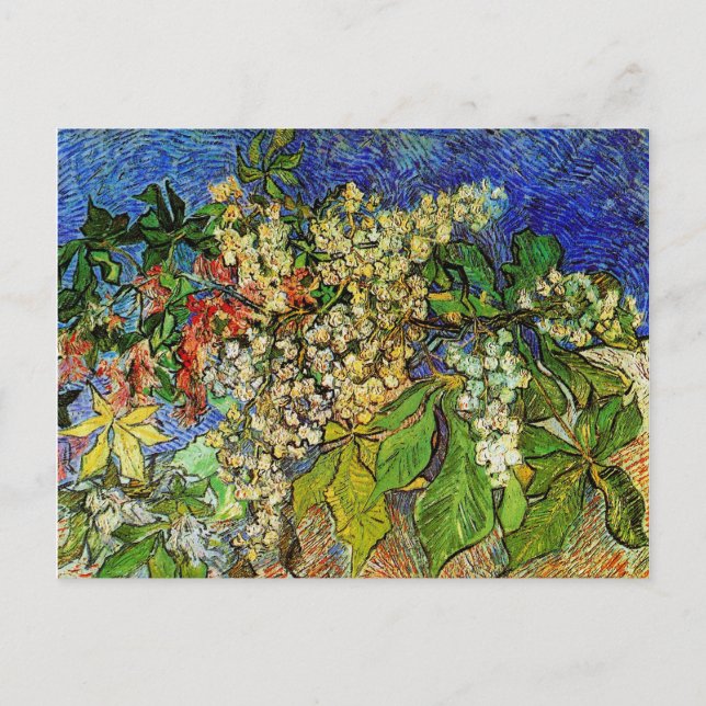 Postal Florecientes ramas de castaño Van Gogh Bella Artes (Anverso)