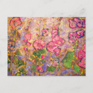 Postal florecimiento de hollyhocks