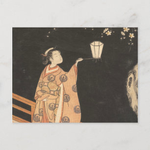 Postal Florecimiento Del Cerezo Por Suzuki Harunobu
