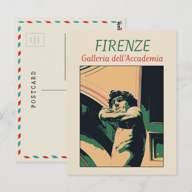 Postal Florence David Michelangelo ilustracion Italia Pos (Anverso / Reverso)