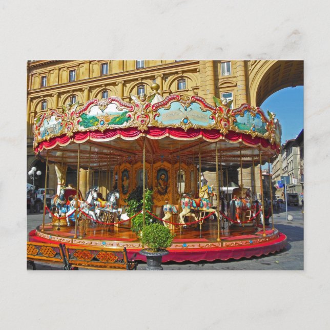 Postal Florence Italy Antique Carousel (Anverso)