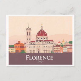 Postal Florence Italy Duomo di Firenze Pastel Travel