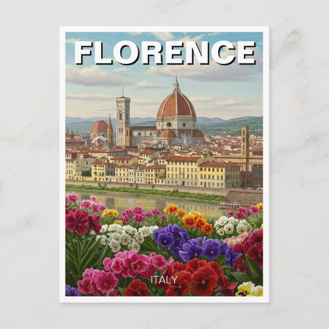 Postal Florence Italy Flowers Travel (Anverso)