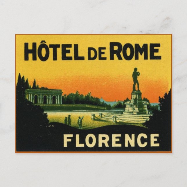 Postal Florence Italy HOTEL DeROME (Anverso)