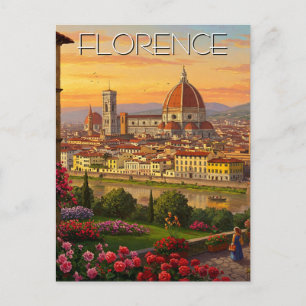 Postal Florence Italy Skyline Sunset