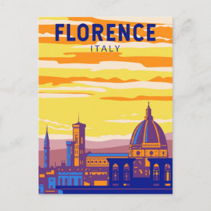 Postal Florence Italy Travel Art Vintage