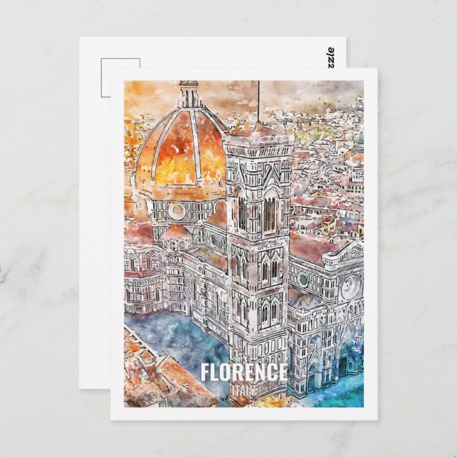 Postal Florence Italy Travel Place Watercolor (Anverso / Reverso)