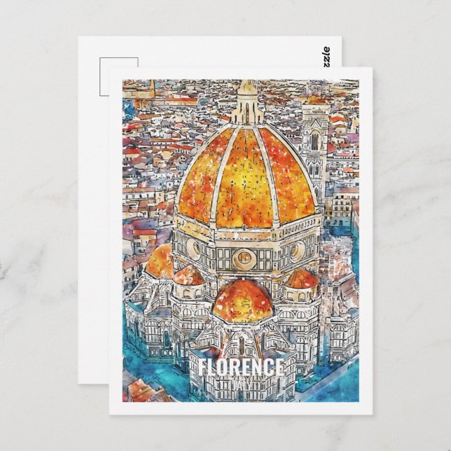 Postal Florence Italy Travel Place Watercolor (Anverso / Reverso)