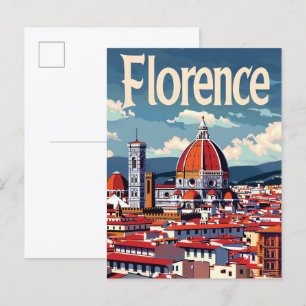 Postal Florence Italy Vintage Retro Travel Ilustracion