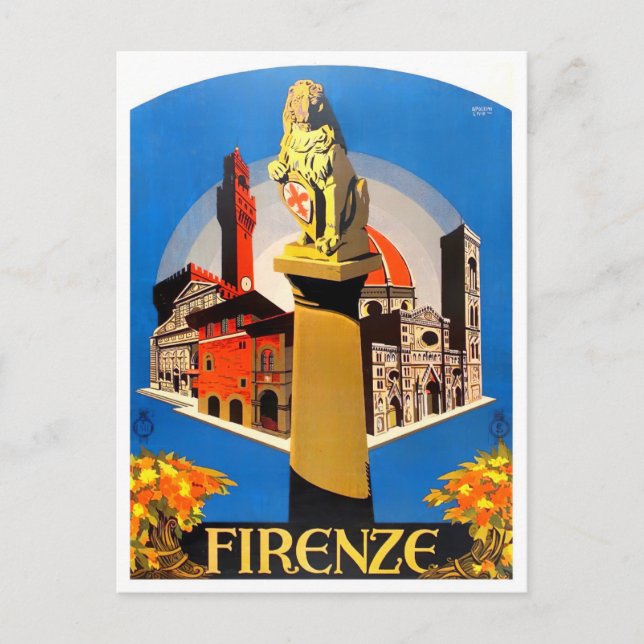Postal Florence Italy vintage travel (Anverso)