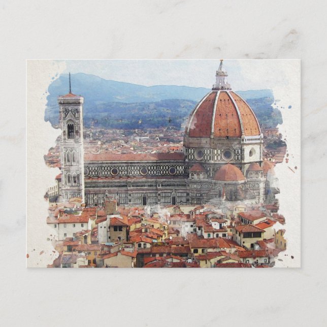 Postal Florence Italy Watercolor Art (Anverso)