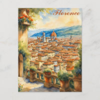 Florence Italy Watercolor Ilustracion Travel