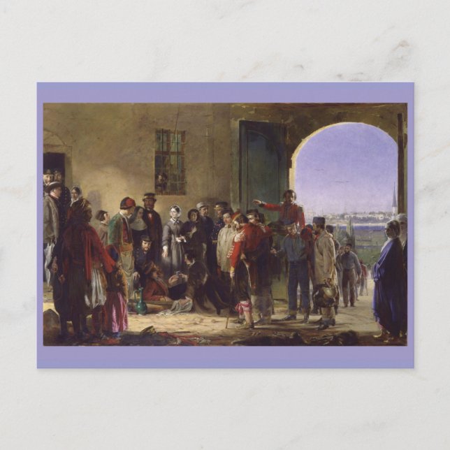 Postal Florence Nightingale recibe el Scutari herido (Anverso)