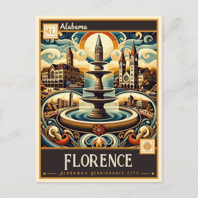 Postal Florencia, Alabama | Vintage (Anverso)