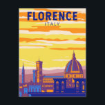 Postal Florencia Arte de Viaje Vintage Italia<br><div class="desc">Diseño de arte vectorial de Florencia. Florencia, capital de la región de Toscana en Italia, alberga muchas obras maestras del arte y la arquitectura del Renacimiento.</div>