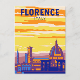 Postal Florencia Arte de Viaje Vintage Italia
