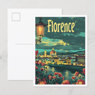 Postal Florencia de arte clásico Italia Viaje retro vinta