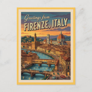 Postal Florencia Firenze Italia Saludos