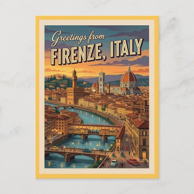 Postal Florencia Firenze Italia Saludos  (Anverso)