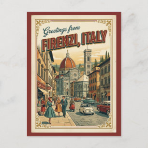 Postal Florencia Firenze Italia Saludos Retro