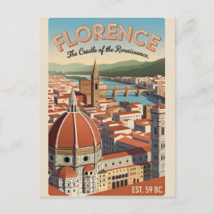 Postal Florencia Italia Ciudad Retro Paisaje Viaje 