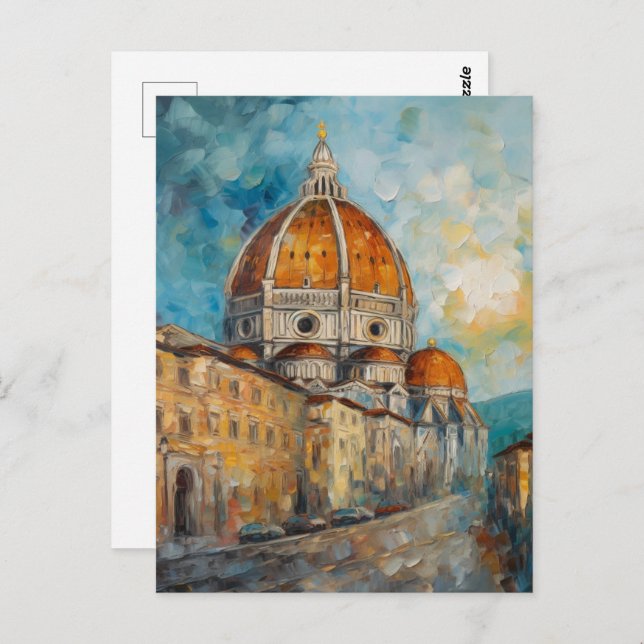 Postal Florencia, Italia | Duomo | Estilo de pintura de a (Anverso / Reverso)