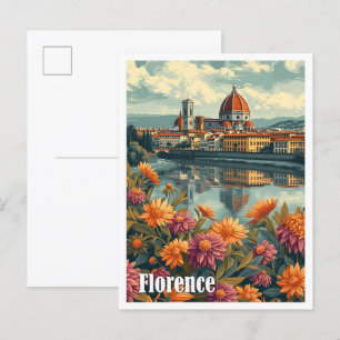 Postal Florencia Italia Ilustracion de viajes artísticos