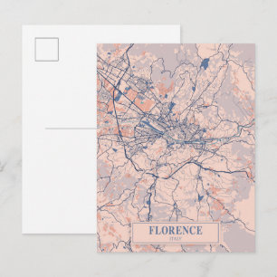 Postal Florencia Italia Mapa de la Ciudad Ventosa Viajes