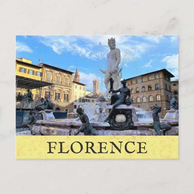 Postal Florencia Italia Neptune Fuente Viaje italiano (Anverso)