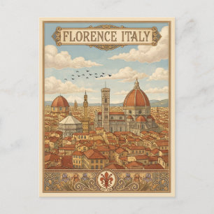 Postal Florencia Italia Viaje Vintage