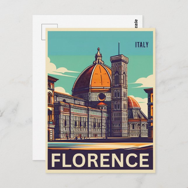Postal Florencia retro, regalos de viaje de italia firenz (Anverso / Reverso)