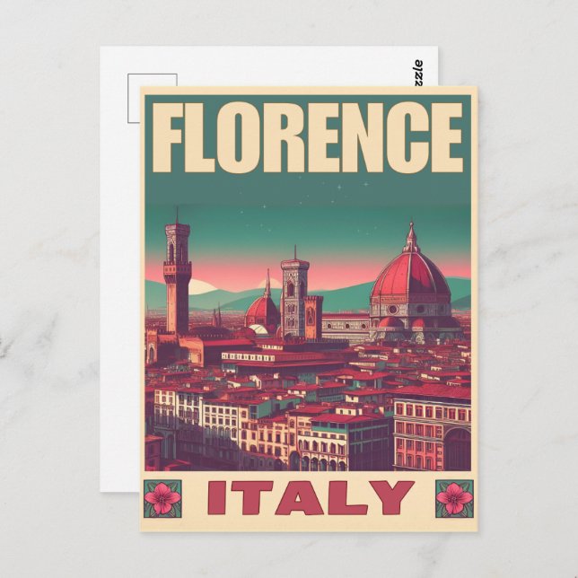 Postal Florencia retro, regalos de viaje de italia firenz (Anverso / Reverso)