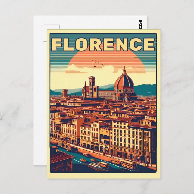 Postal Florencia retro, regalos de viaje de italia firenz (Anverso / Reverso)