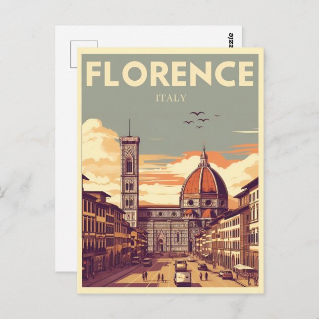Postal Florencia retro, regalos de viaje de italia firenz (Anverso / Reverso)