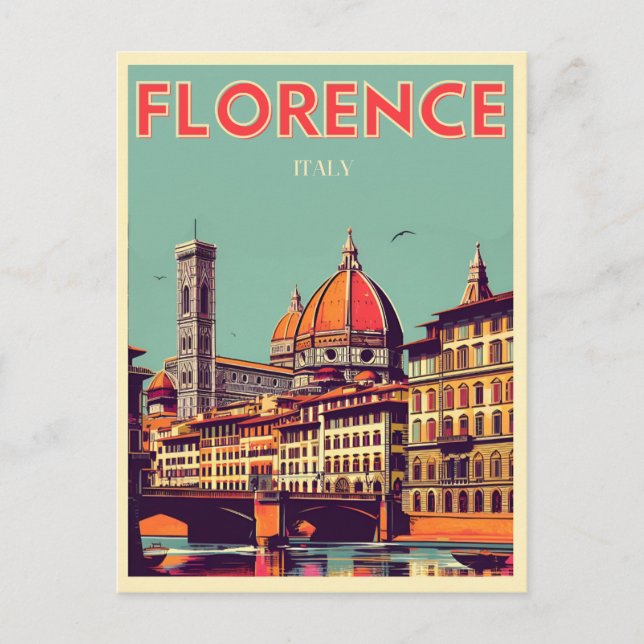 Postal Florencia retro, regalos de viaje de italia firenz (Anverso)