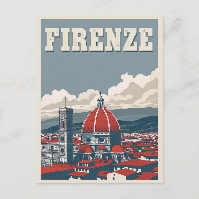 Postal Florencia - Un vistazo del Duomo Vintage Viaje (Anverso)