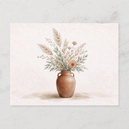 Postal Florero Boho de Terracota Hierba Pampas Botánico