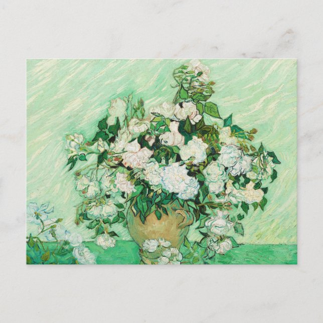 Postal Florero con Rosas Rosadas, Vincent Van Gogh (Anverso)