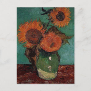 Postal florero con tres girasoles, van Gogh