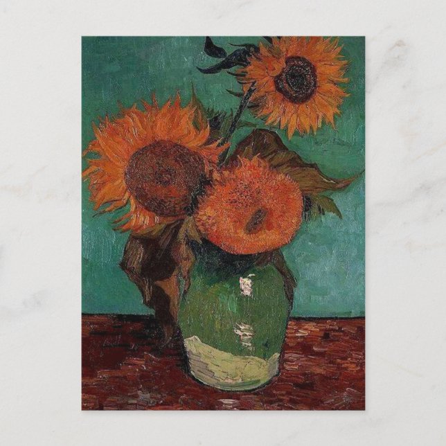 Postal florero con tres girasoles, van Gogh (Anverso)