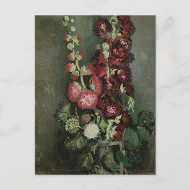 Postal Florero de Hollyhocks, 1886 de Vincent van Gogh el (Anverso)