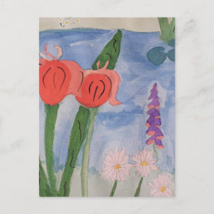 Postal Flores A Orillas Del Lago Postcard Plano