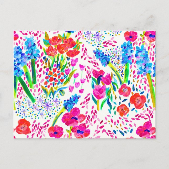Postal Flores abstractas coloridas lindas (Anverso)
