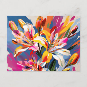 Postal Flores abstractas de Alstroemeria vibrantes