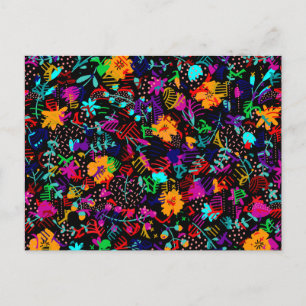 Postal Flores abstractas de color negro lindo